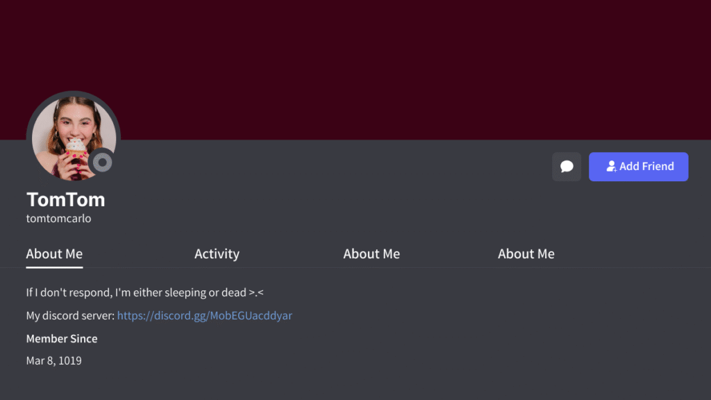 discord bio template