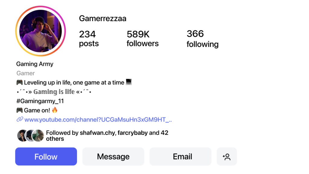 short bio for gamers
